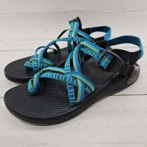 Chaco ZX2 Womens 8 Vibram Strap Toe Loop Sandals Blue Green Hiking Outdoors‎